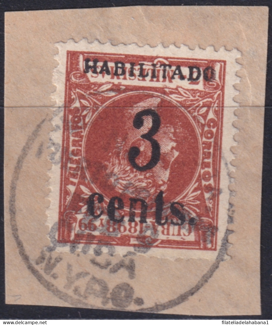 1899-682 CUBA US OCCUPATION PUERTO PRINCIPE 1899 1º ISSUE 3c S. 3mls SMALL NUMBER INVERTED FORGERY USED.  - Used Stamps