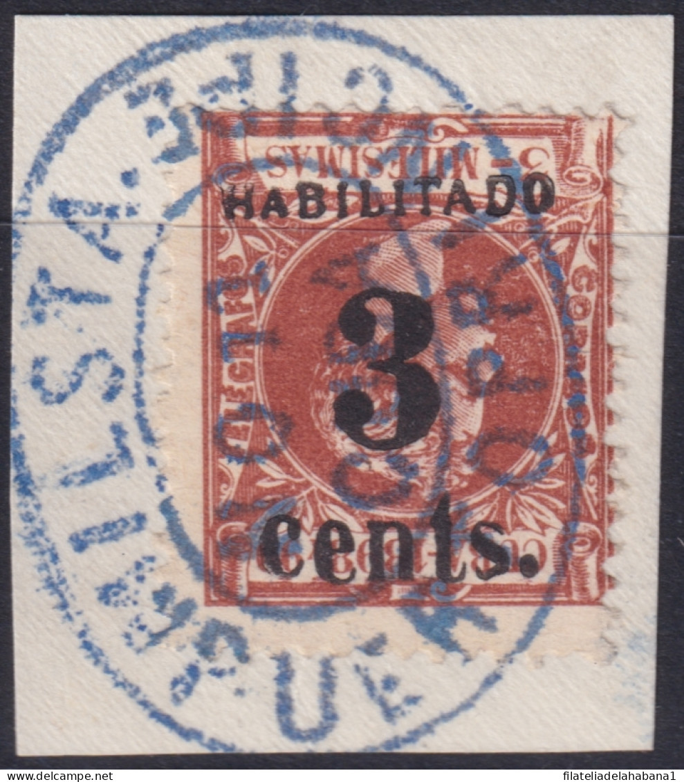 1899-683 CUBA US OCCUPATION PUERTO PRINCIPE 1899 1º ISSUE 3c S. 3mls INVERTED FORGERY USED.  - Used Stamps