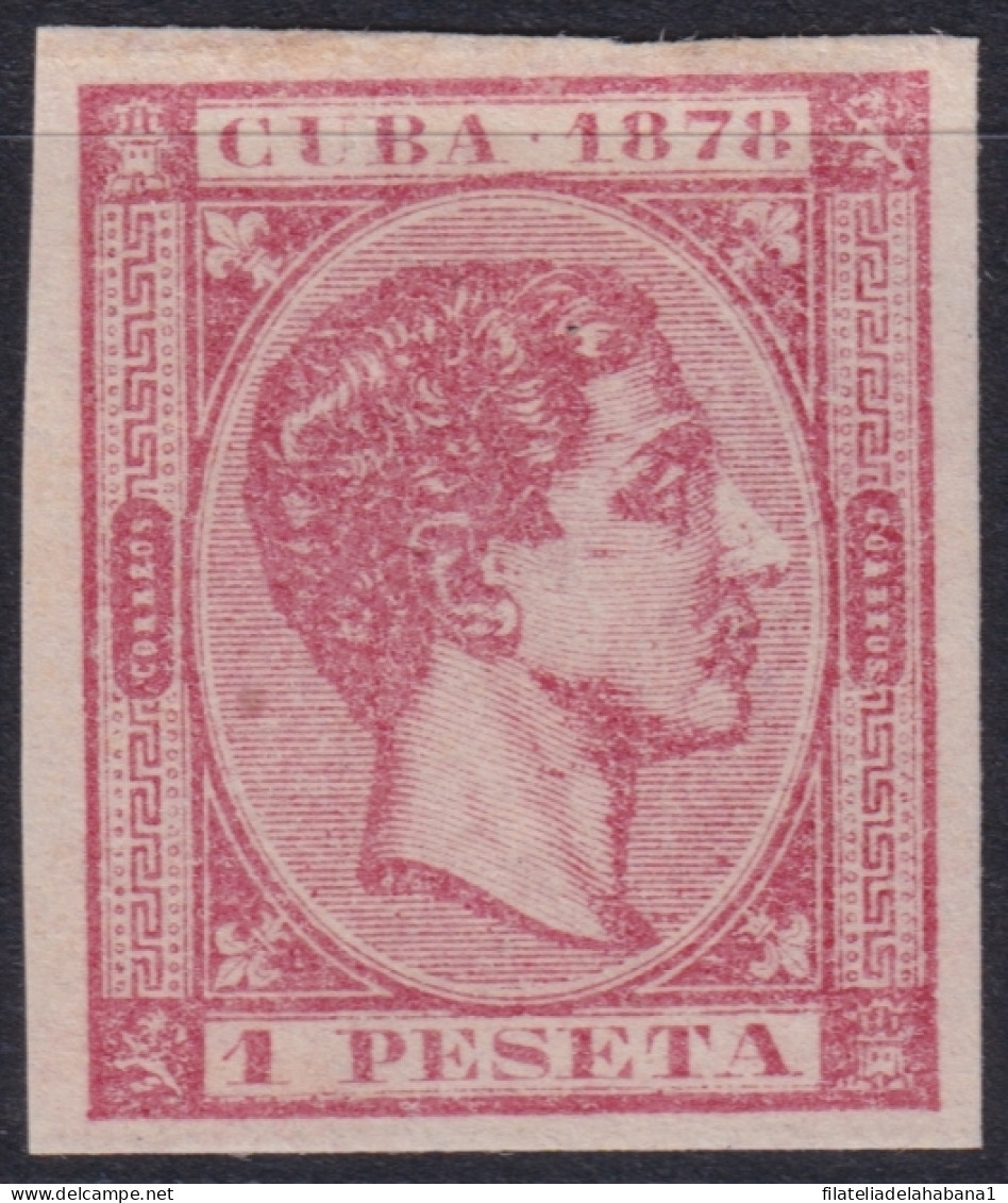 1878-220 CUBA ANTILLES 1878 1 Pta. ALFONSO XII IMPERFORATED NO GUM.  - Préphilatélie
