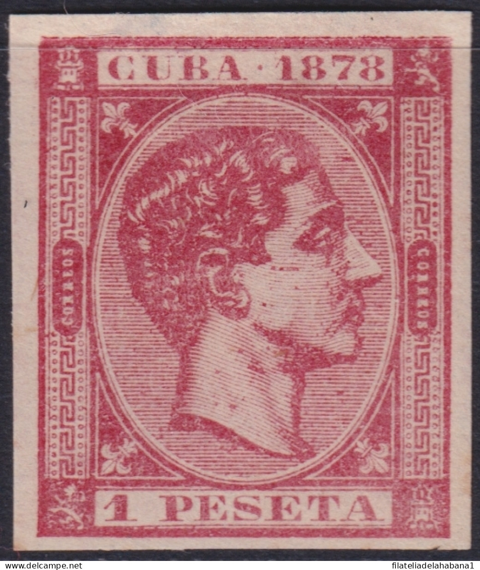 1878-221 CUBA ANTILLES 1878 1 Pta. ALFONSO XII IMPERFORATED NO GUM.  - Prephilately