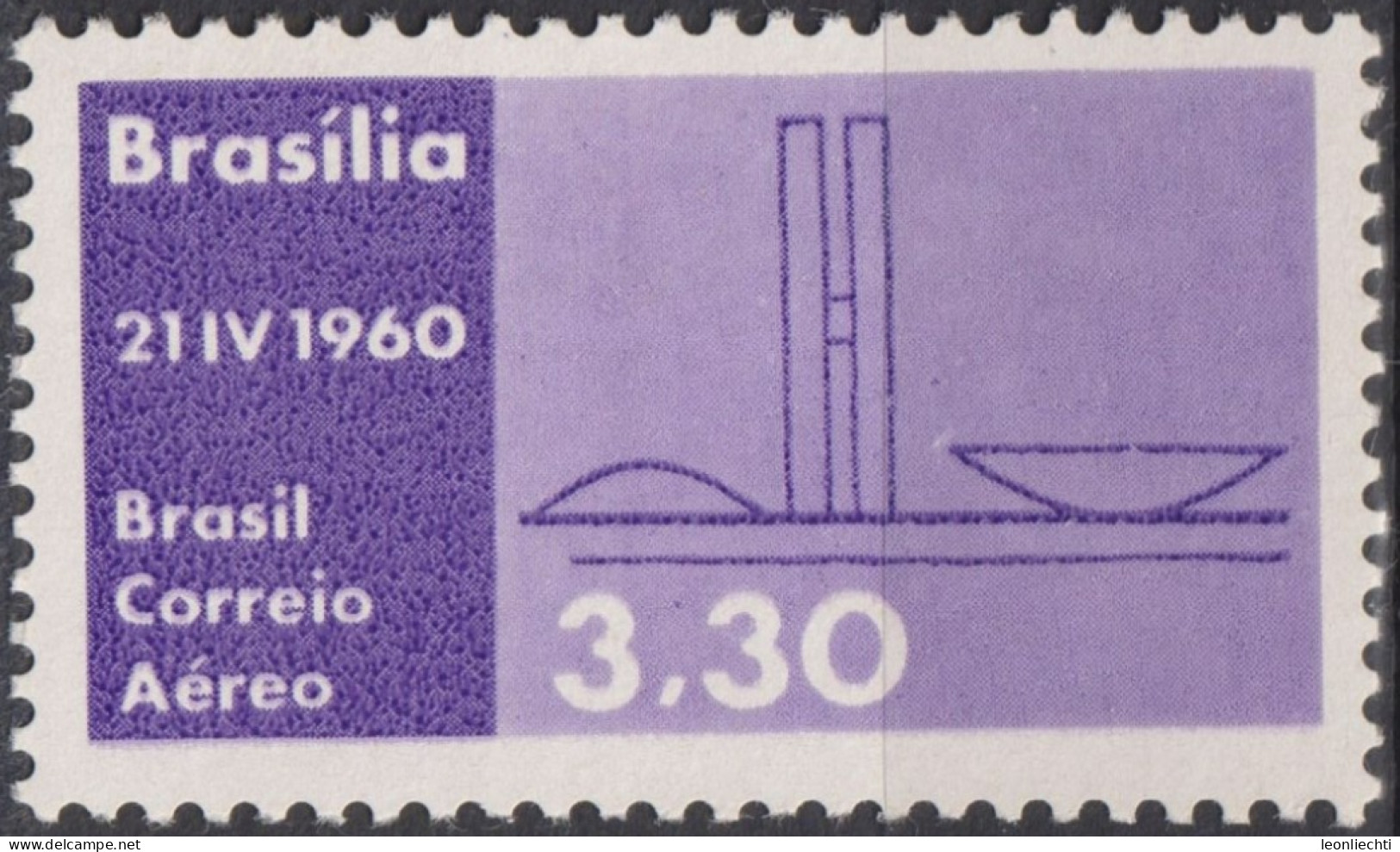 1960 Brasilien AEREO *F  Mi:BR 979, Sn:BR C95, Yt:BR PA83, Parliament Buildings, Inauguration Of Brasilia As Capital - Unused Stamps