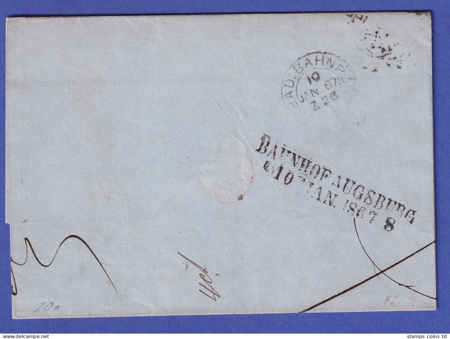 Baden 9 Kr Rötlichbraun  Mi.-Nr. 20 A  Mit Zweikreisstempel FREIBURG 1867 - Covers & Documents