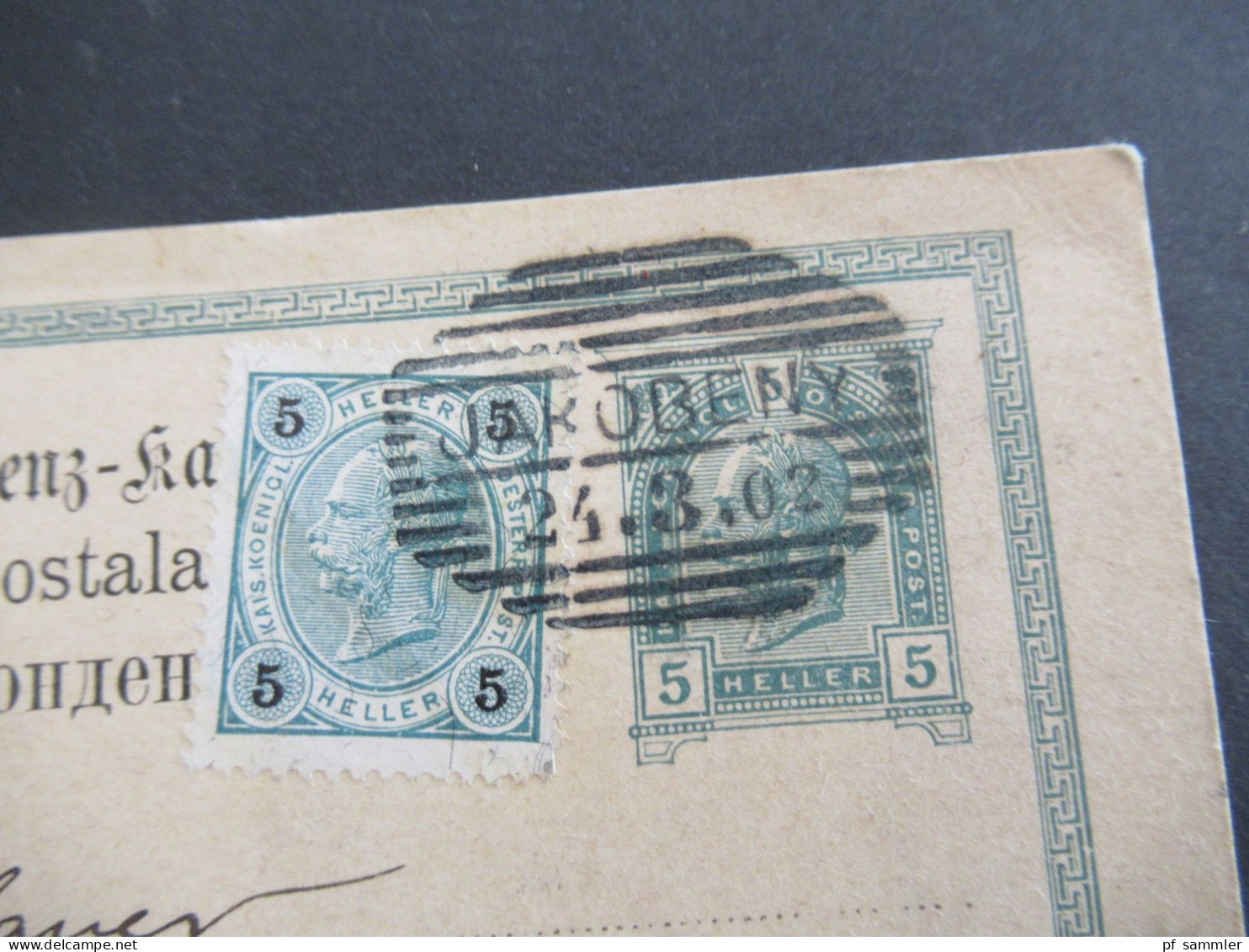 1902 Österreich / Rumänien GA 5 Heller Mit ZuF Deutsch -Rum.-Ruth.) Strichstempel Jakobeny Nach Oerlikon Schweiz - Briefkaarten