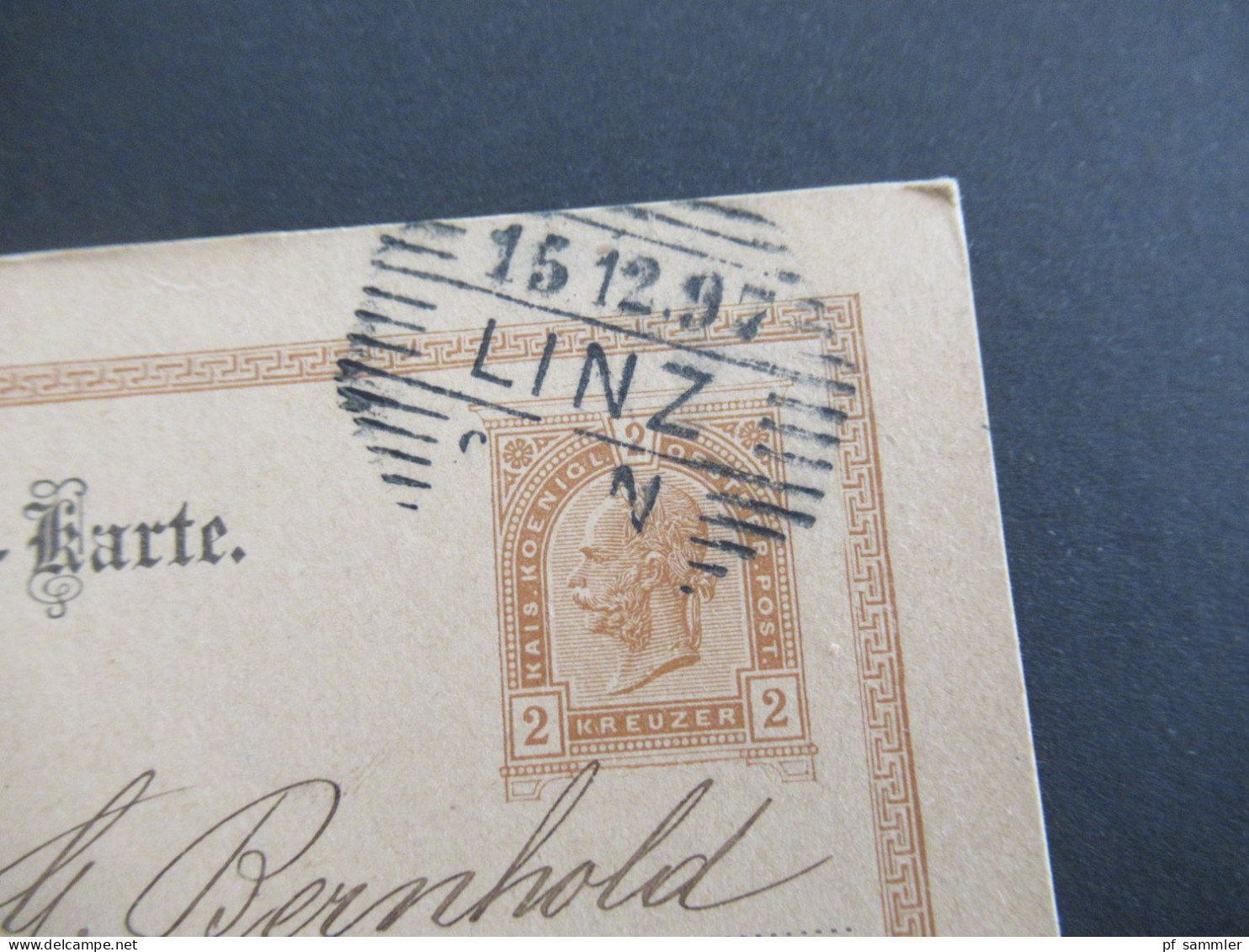 1897 Österreich GA 2 Kreuzer Mit Strichstempel Linz Nach Salzburg Mit K1 Ank. Stempel Salzburg Stadt - Postkarten