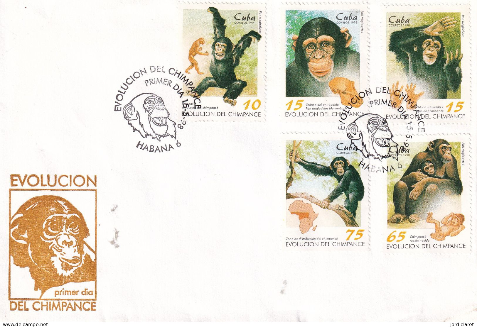 FDC  CUBA  1992 - Chimpanzés