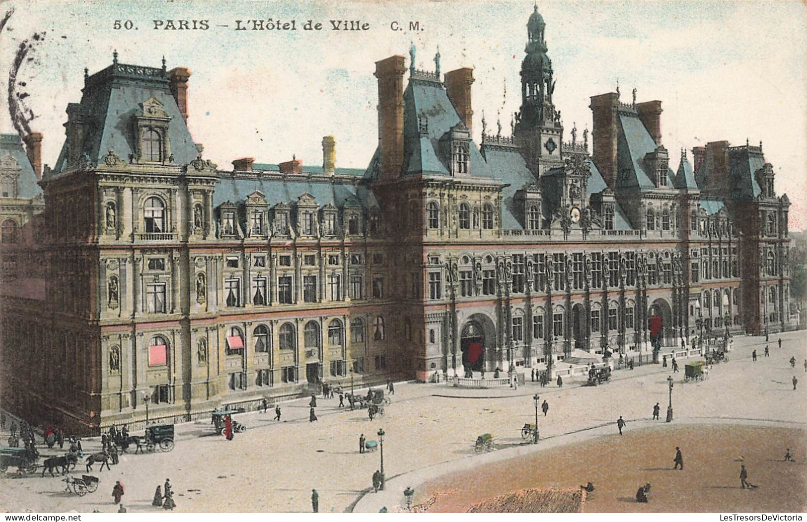 FRANCE - Paris - Vue Générale De L'hôtel De Ville - C M - Animé - Vue De L'extérieur - Carte Postale Ancienne - Bar, Alberghi, Ristoranti