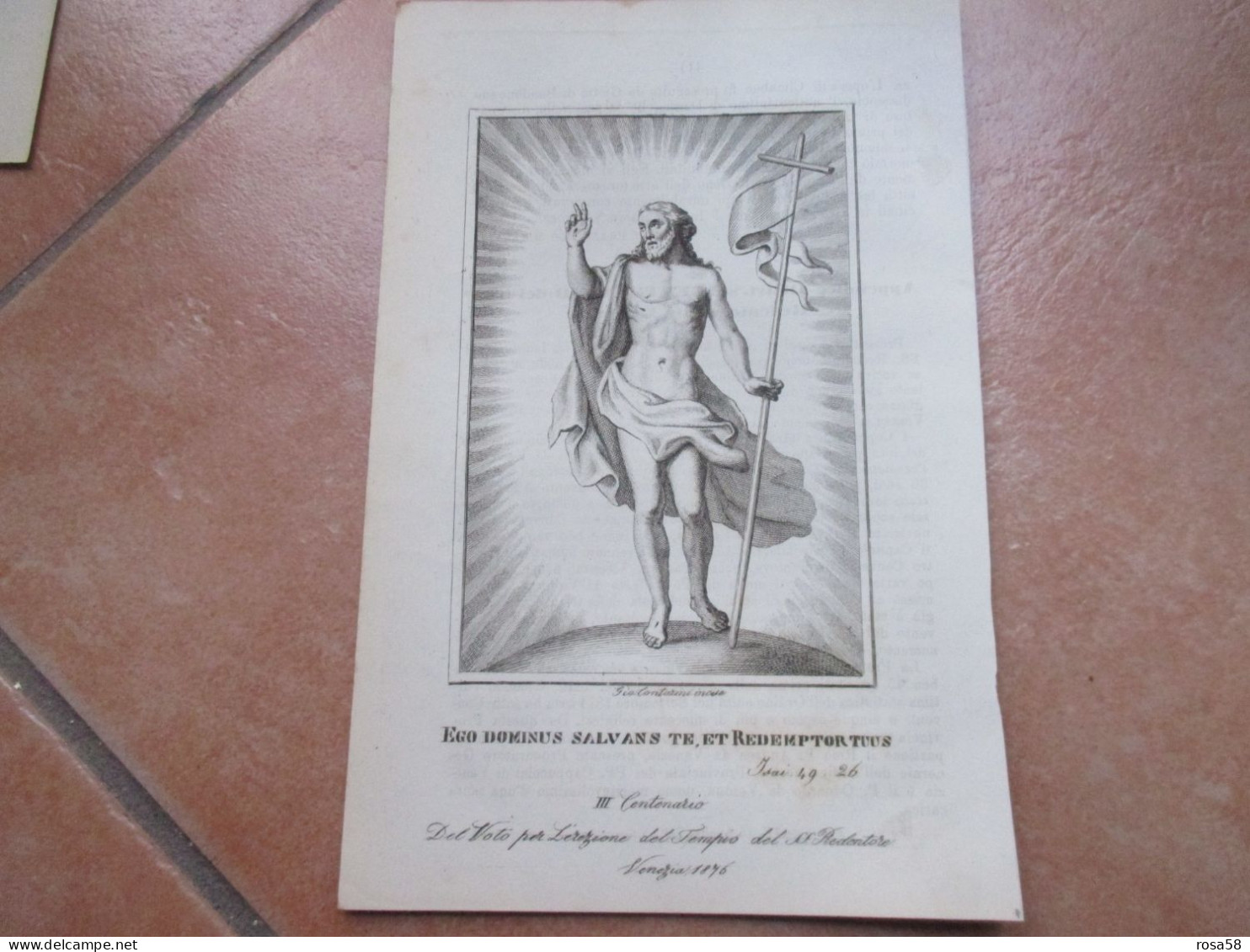 RELIGIONE CRISTIANESIMO Stampa Epoca EGO DOMINUS Salvans Te Et Redemptortuus  III Centenario 1876 VENEZIA - Art Religieux