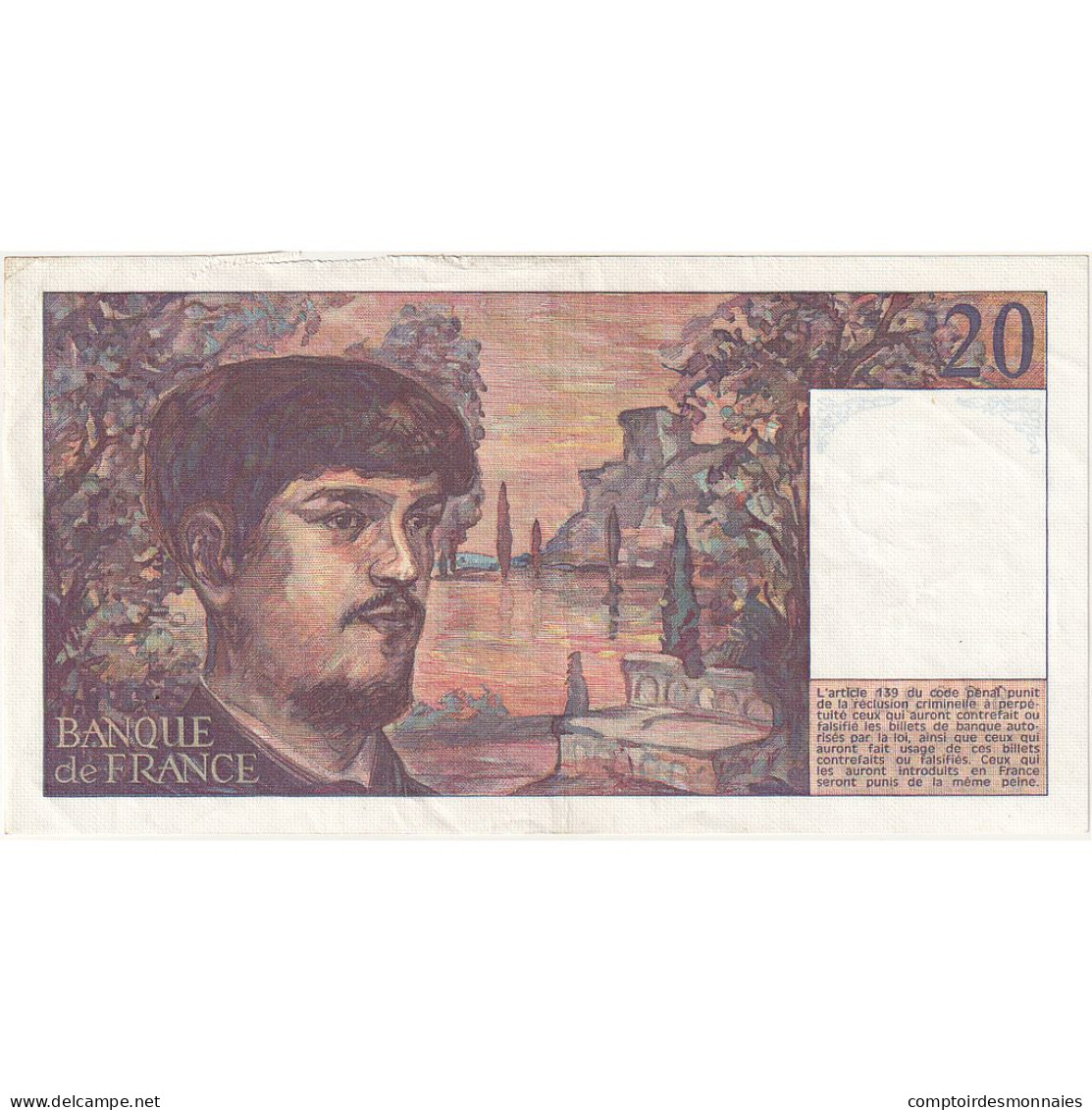 France, 20 Francs, Debussy, 1980, W.001, TTB+, Fayette:F.66.01W1, KM:151a - 20 F 1980-1997 ''Debussy''