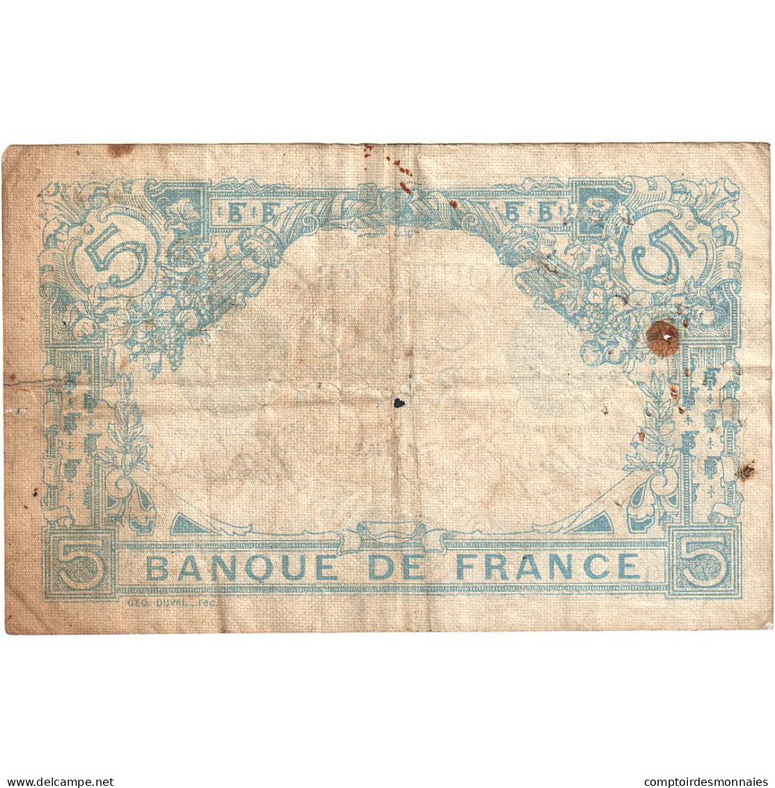 France, 5 Francs, Bleu, 1916, N.11786, B+, Fayette:2.39, KM:70 - 5 F 1912-1917 ''Bleu''