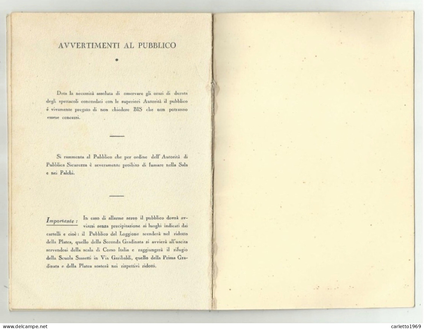 IX MAGGIO MUSICALE FIORENTINO 1944 LIBRETTO CITTA' DI FIRENZE CON TAGLIANDO POSTO POLTRONA 21 - Konzertkarten