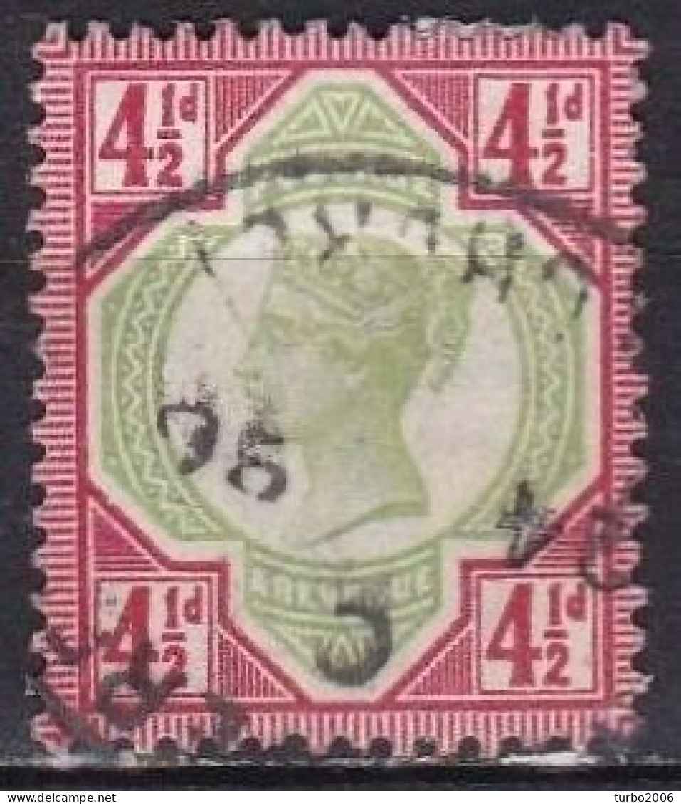 G.B. 1887-1892 Queen Victoria 4½ D Carmine / Yellowgreen SG 206 A - Used Stamps