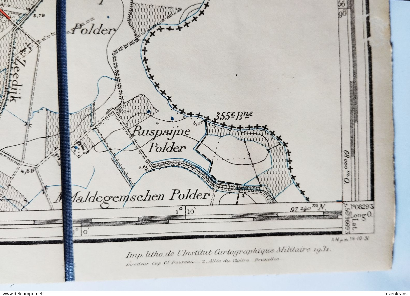 Topografische en militaire kaart STAFKAART 1931 Knokke ZOUTE Westcapelle Zwin Hoeke Lapscheure Oostkerke Hazegras Fort