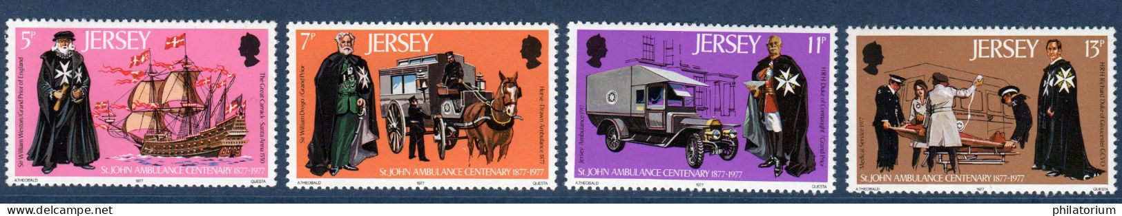 Jersey, **, Yv 158, 159, 160, 161, Mi 164, 165, 166, 167, SG 175, 176, 177, 178, Ambulances De Saint Jean, - Secourisme