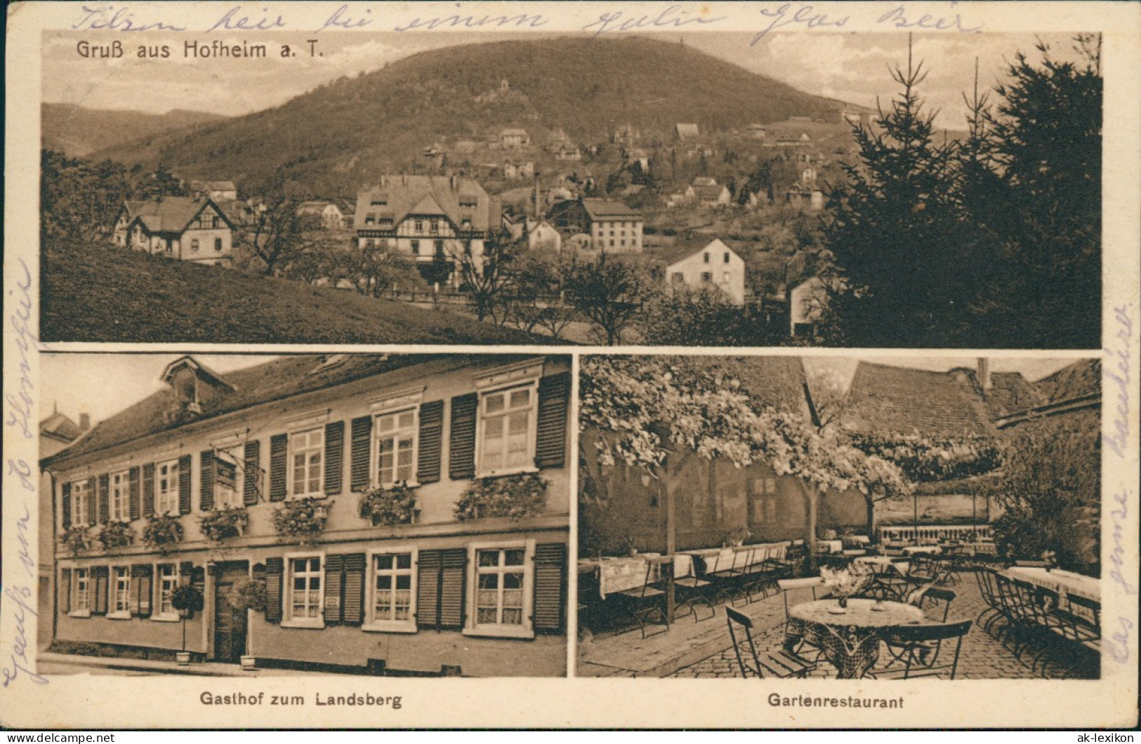 Ansichtskarte Hofheim (Taunus) 3 Bild Gasthof Landsberg Taunus 1928 - Hofheim
