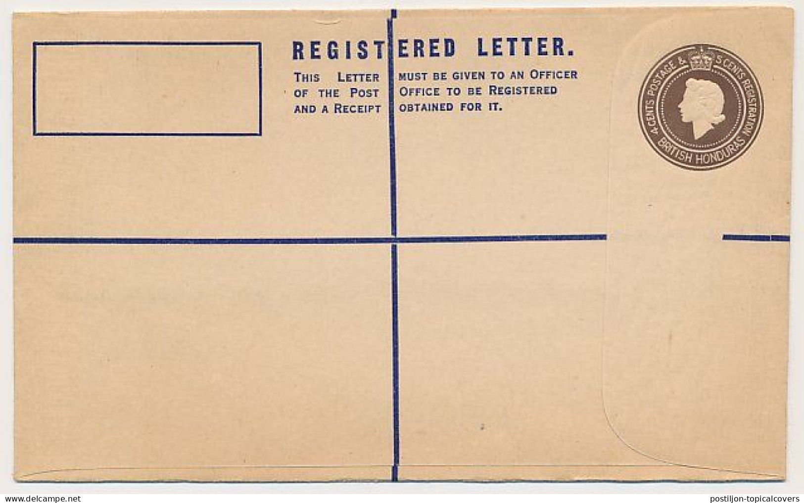 Registered Letter British Honduras  - Postal Stationery - Honduras Británica (...-1970)