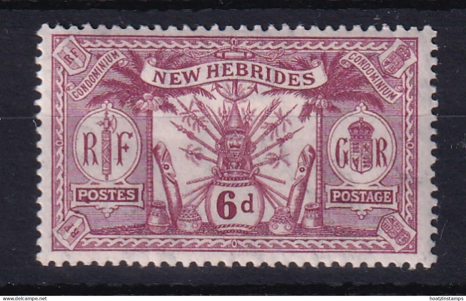 New Hebrides: 1911   Weapons & Idols   SG25   6d    MH - Unused Stamps