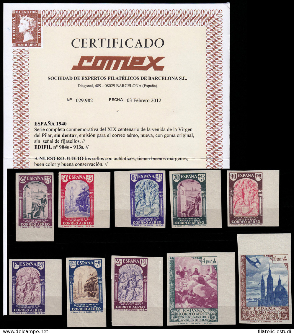 España Spain Variedad 904/13s 1940 Sin Dentar XIX Centenario De La Venida De L - Altri & Non Classificati