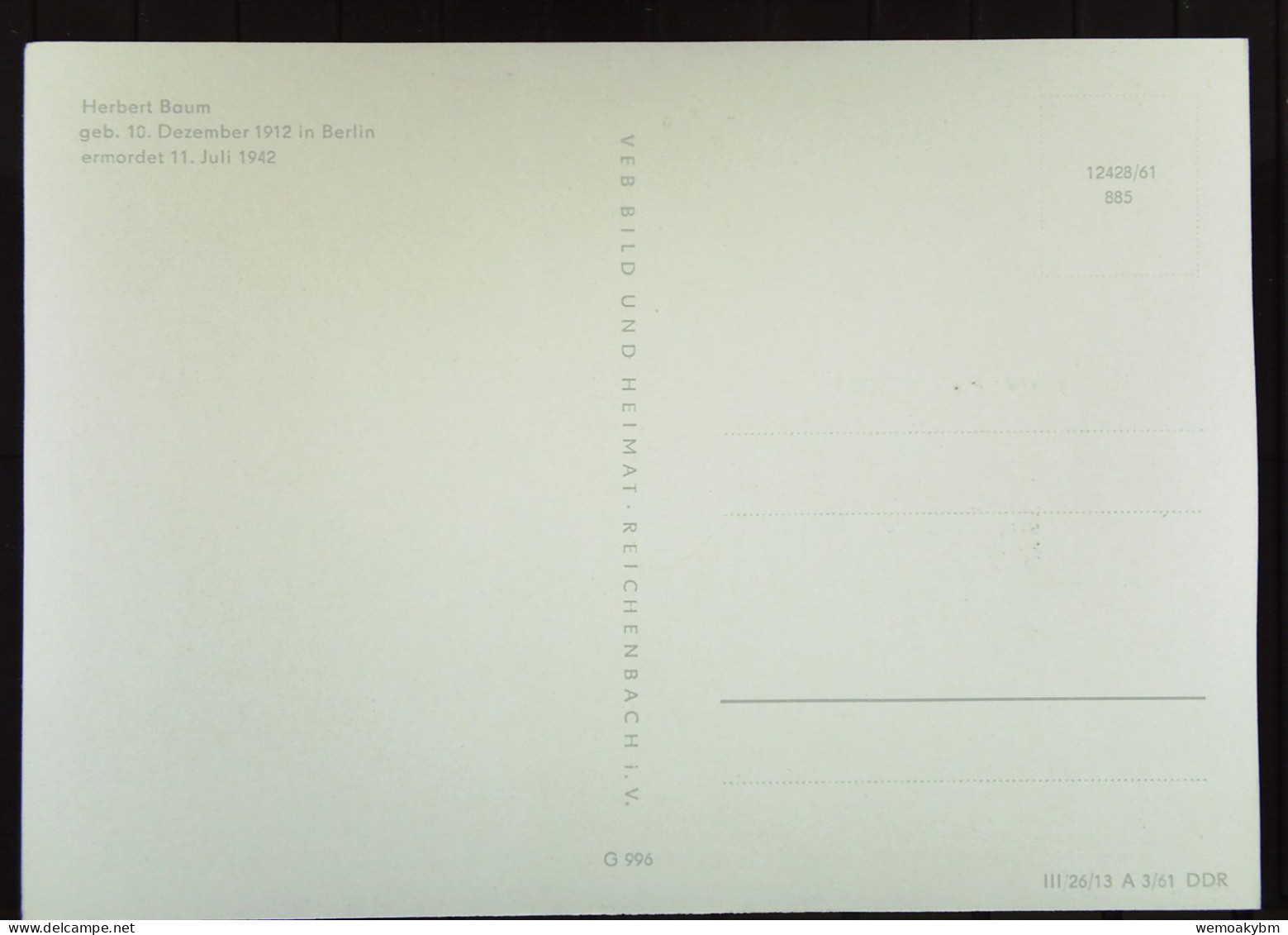 DDR: 5 Maximum-Postkarten mit FDC-Stpl.vom 7.9.1961 in Umschlag "Ermordete Antifaschisten" Knr: 849-853