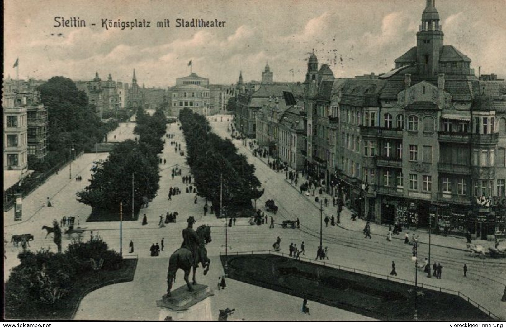 ! Alte Ansichtskarte Aus Stettin , Königsplatz, Datum 8.8.08, 1908 - Pommern