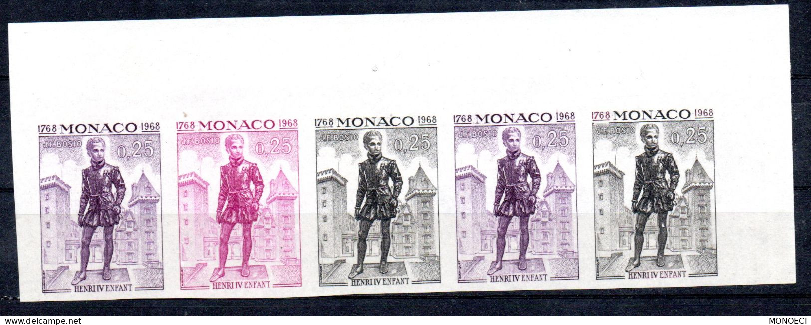 MONACO -- MONTE CARLO -- Bande De 5 Timbres  " Essai De Couleur " Henri IV Enfant -- Neuf Sans Trace De Charnière - Variétés