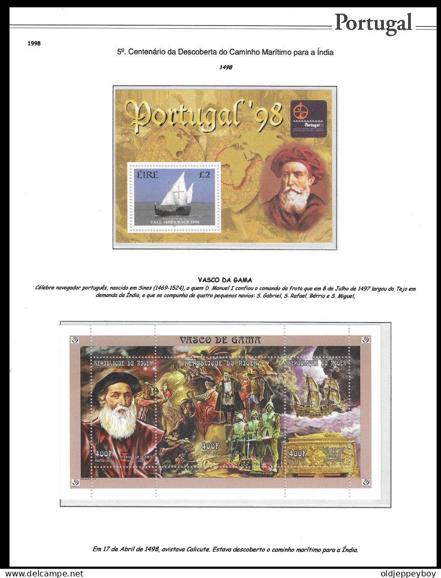 PORTUGAL VASCO DA GAMA THEMATIC Explorers  MNH** Republique De Niger And Portugal Exp 2 Blocks  - Onderzoekers