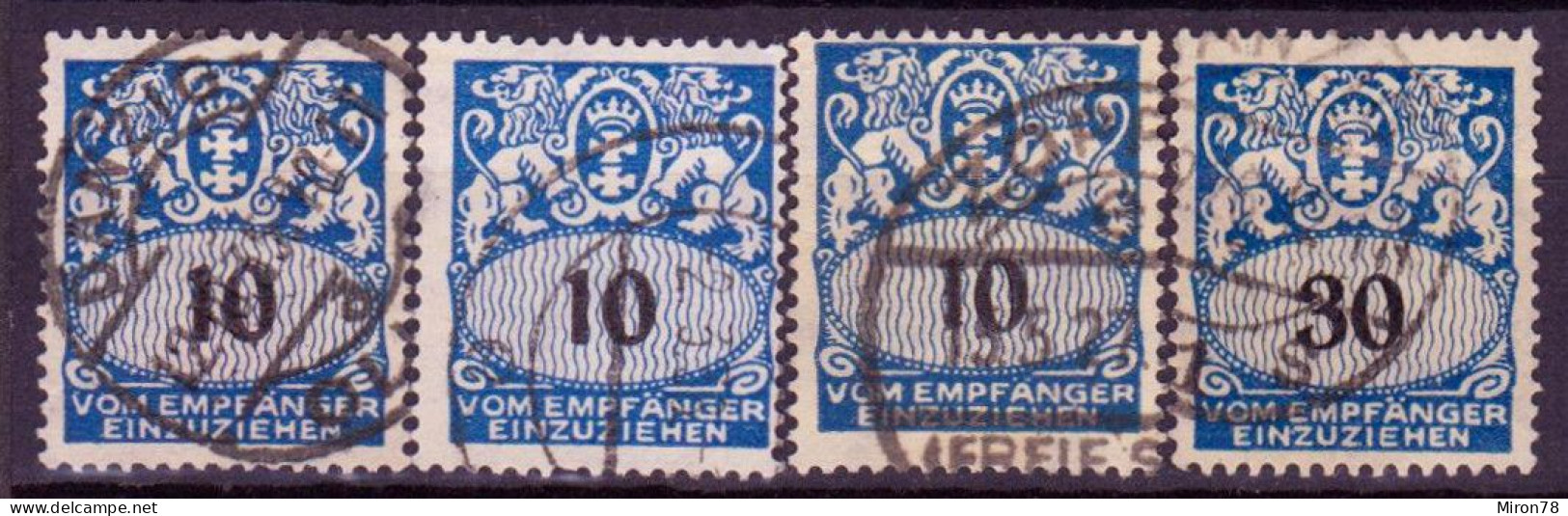 Stamps Danzig 1923-28 POSTAGE DUE STAMPS USED Lot18 - Strafport