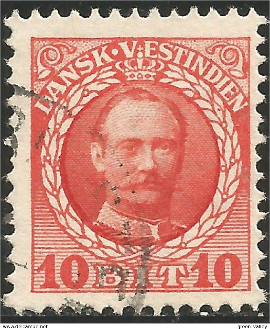 312 Danish West Indies Frederic VIII 1907 10 Ore Rouge Red (DWI-51) - Deens West-Indië