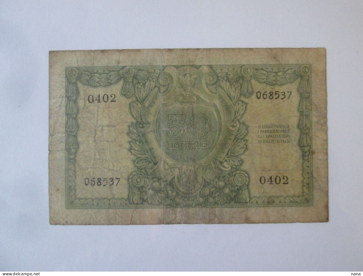 Italy 50 Lire 1951 Banknote See Pictures - 50 Lire