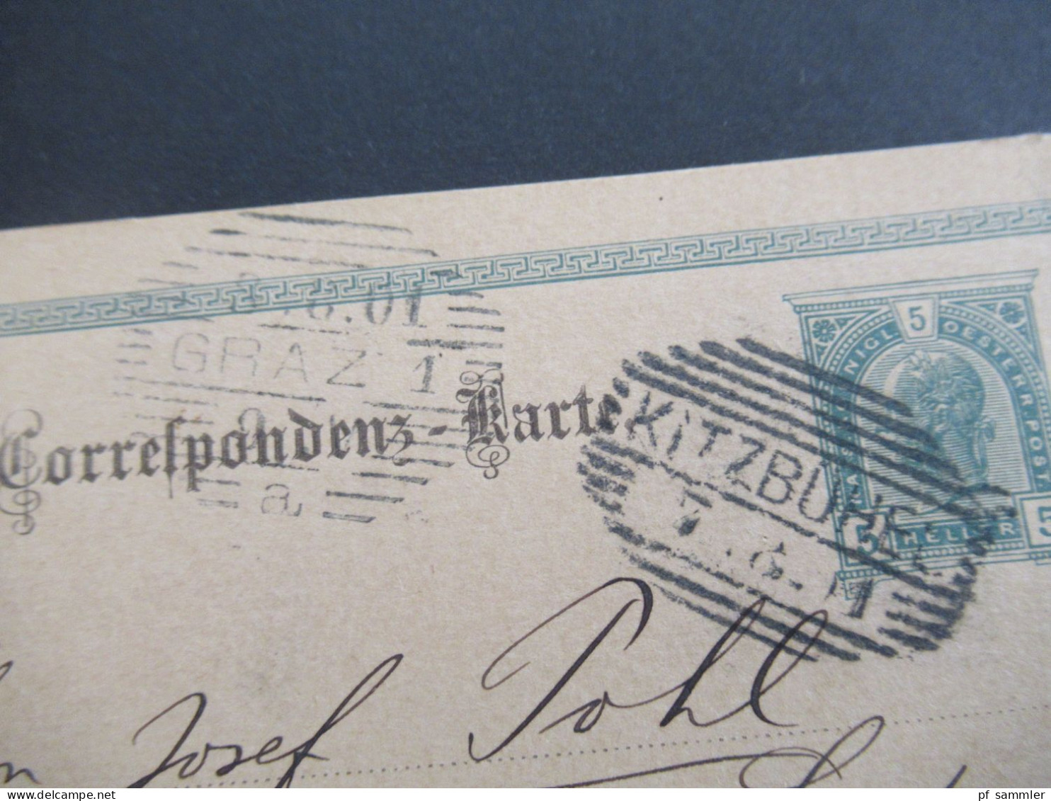Österreich 1901 GA 5 Heller Strichstempel Kitzbühel Nach Graz An Den Schuldiener Der Landes Oberrealschule - Briefkaarten