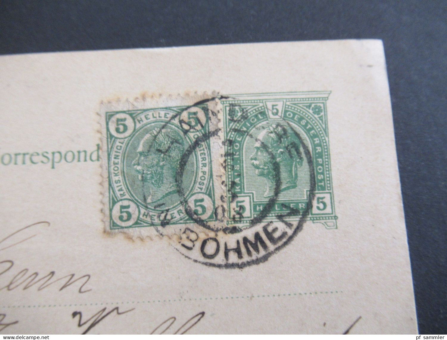Österreich / Tschechien 1908 GA 5 Heller Mit Zusatzfrankatur Haindorf Deutsch Böhmen - St. Gallen In Der Schweiz / Ausla - Cartes Postales