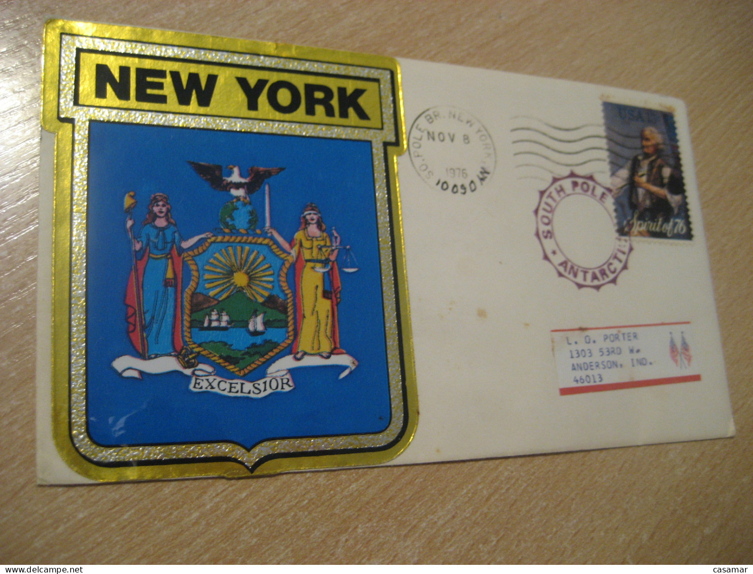 SO. POLE BR. NEW YORK 1976 South Pole Antarctic Cancel Cover USA South Pole Polar Antarctique Antarctics Antarctica - Navires & Brise-glace