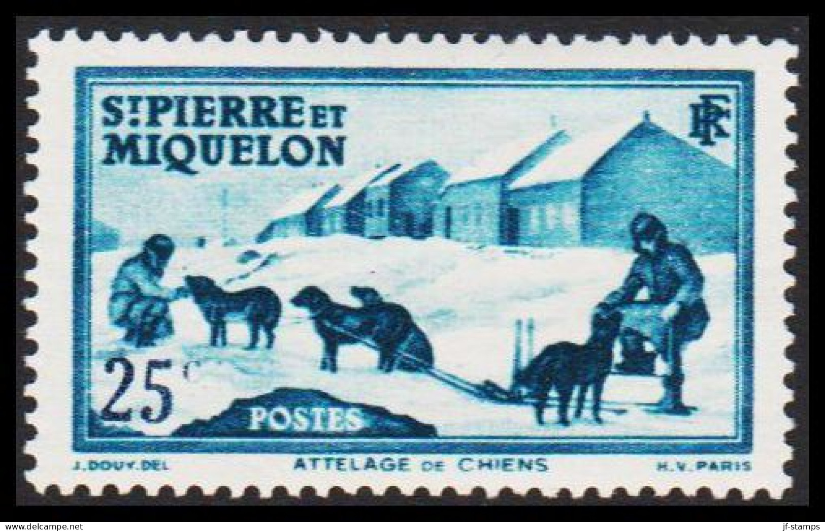 1938. SAINT-PIERRE-MIQUELON. Dog Sledge 25 C. Hinged.  (Michel 177) - JF542977 - Lettres & Documents