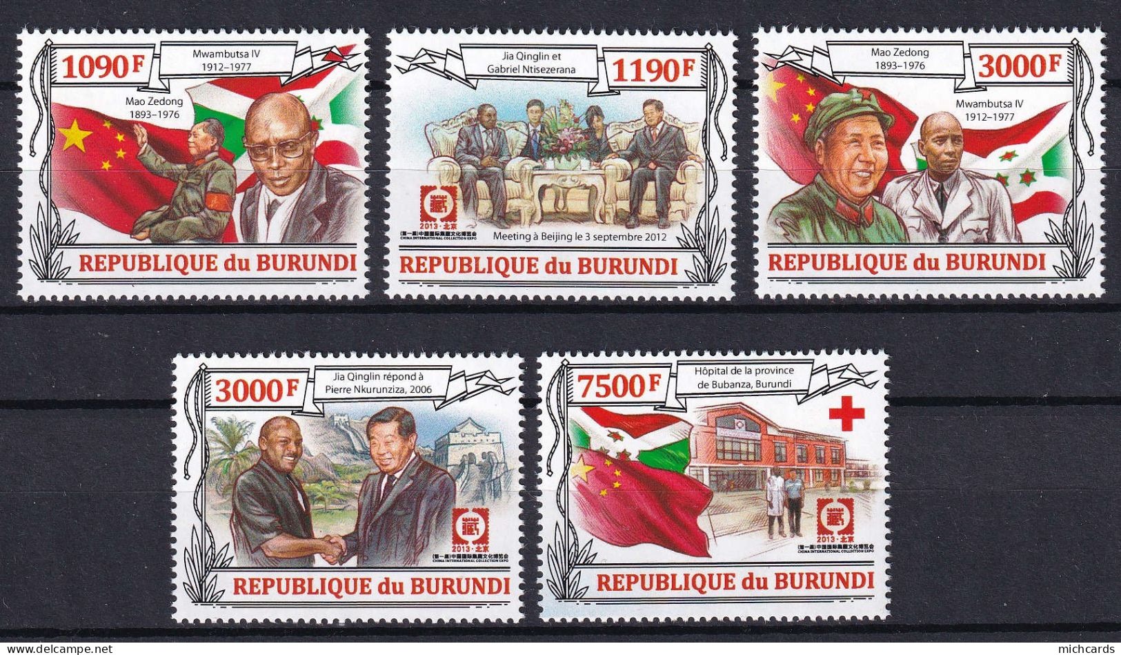 172 BURUNDI 2013 - Y&T 2014/17 Du BF 343 - Relation Avec Chine Croix Rouge - Neuf ** (MNH) Sans Charniere - Neufs