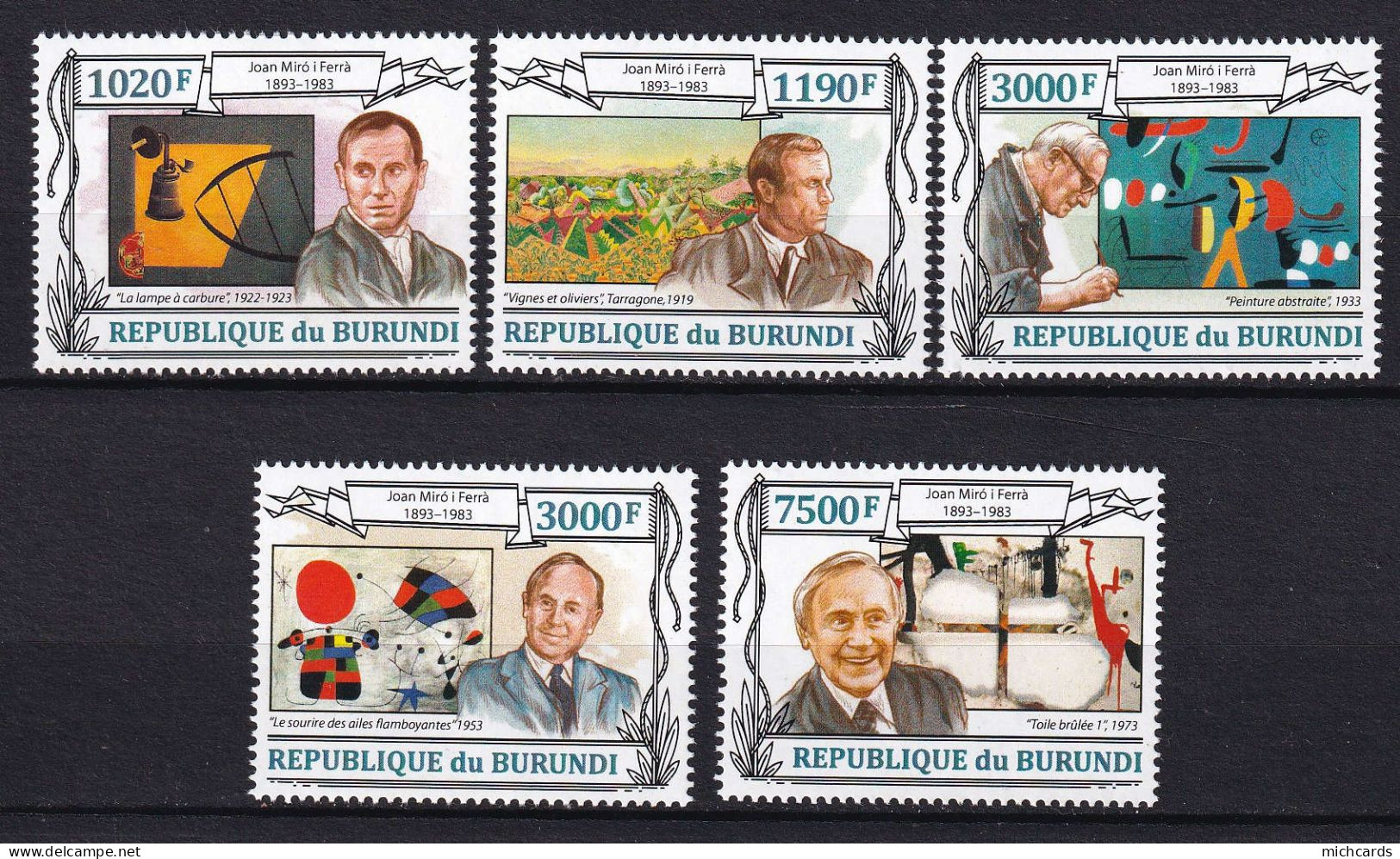 172 BURUNDI 2013 - Y&T 2034/37 Du BF 348 - Juan Miro Ferra Tableau - Neuf ** (MNH) Sans Charniere - Ungebraucht