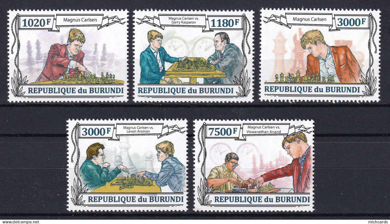 172 BURUNDI 2013 - Y&T 2038/41 Du BF 349 - Magnus Carisen Echecs - Neuf ** (MNH) Sans Charniere - Ungebraucht