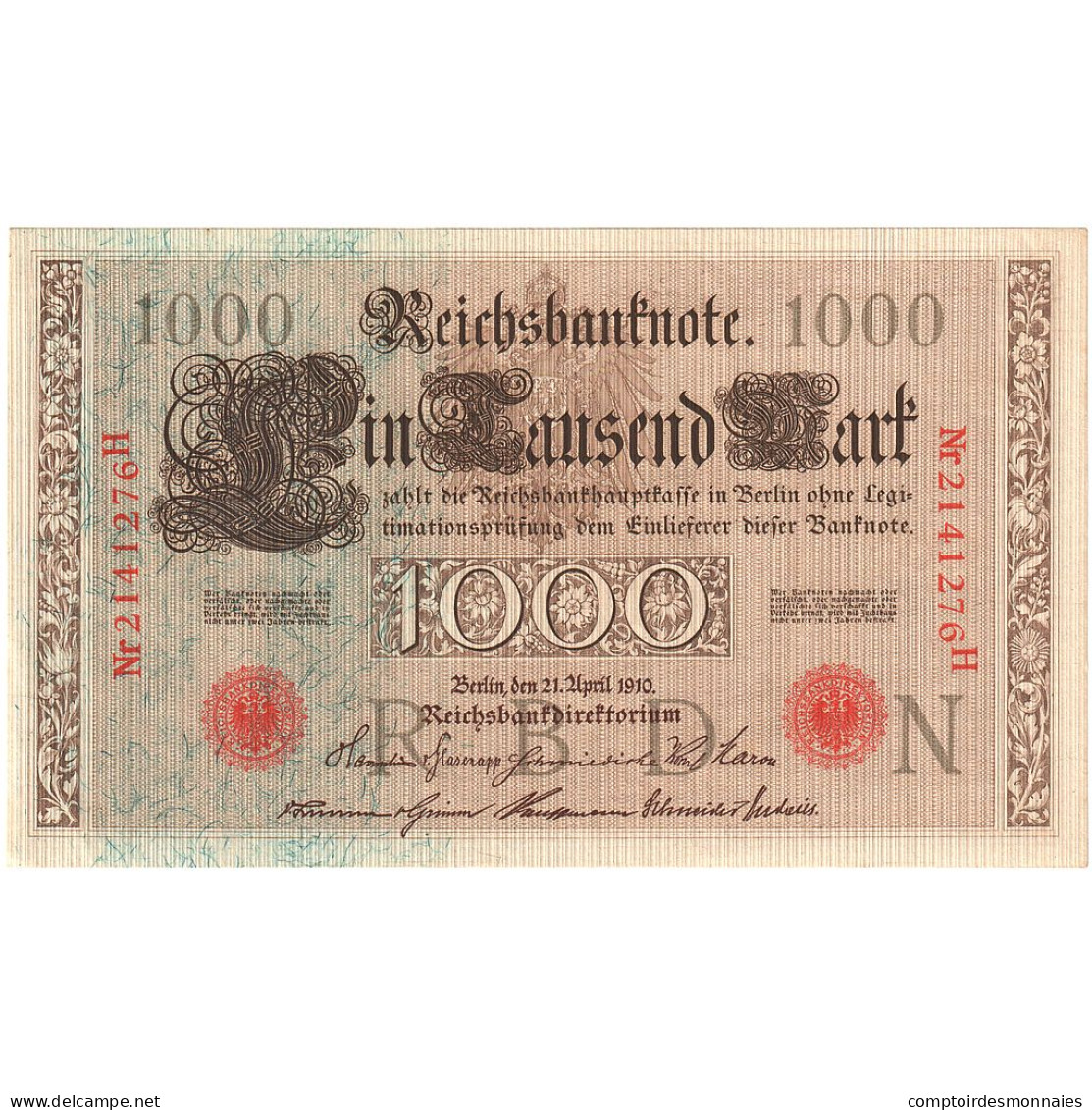 Allemagne, 1000 Mark, 1910-04-21, SUP - 1.000 Mark