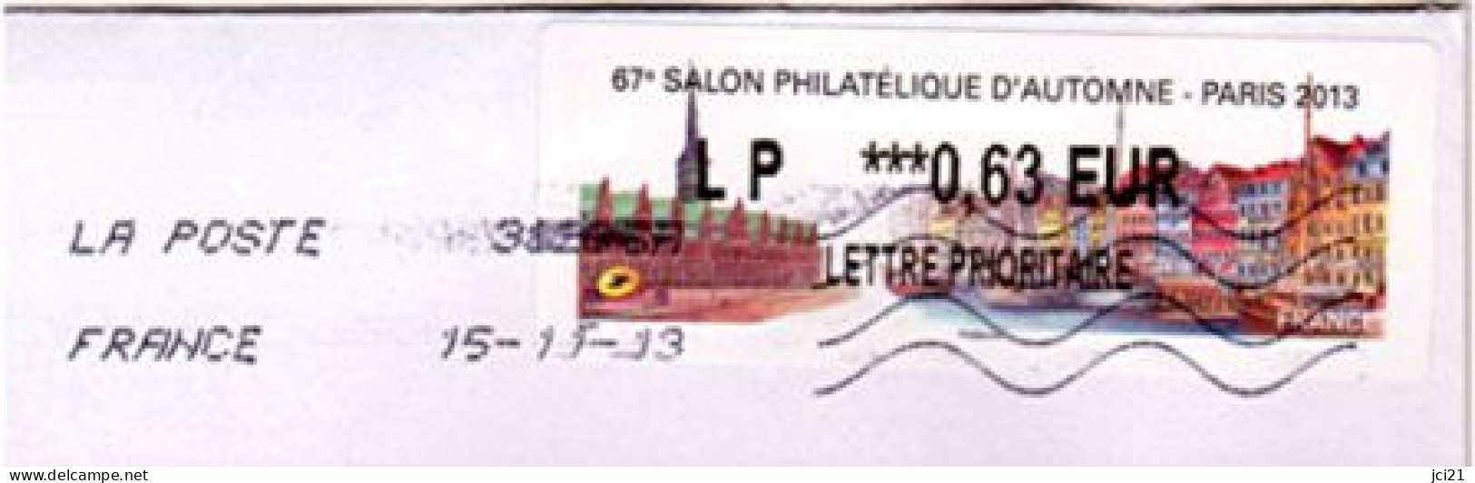 LISA VIGNETTE DU SALON PHILATÉLIQUE D'AUTOMNE PARIS 2013 SUR LETTRE ENTIÈRE (770)_T2466 - 2010-... Illustrated Franking Labels