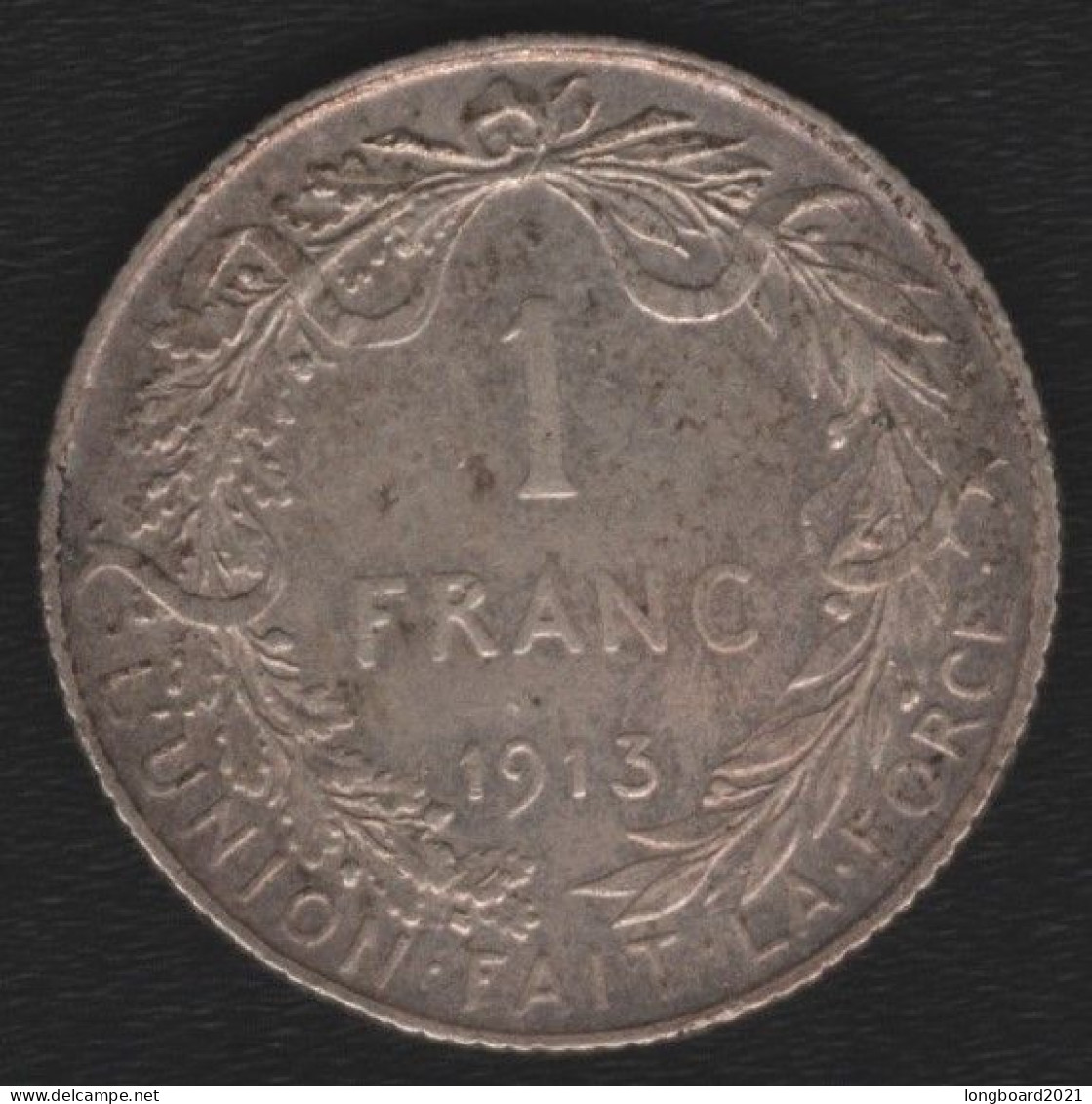 BELGIUM - 1 FRANC 1913 French -SILVER- - 1 Franco
