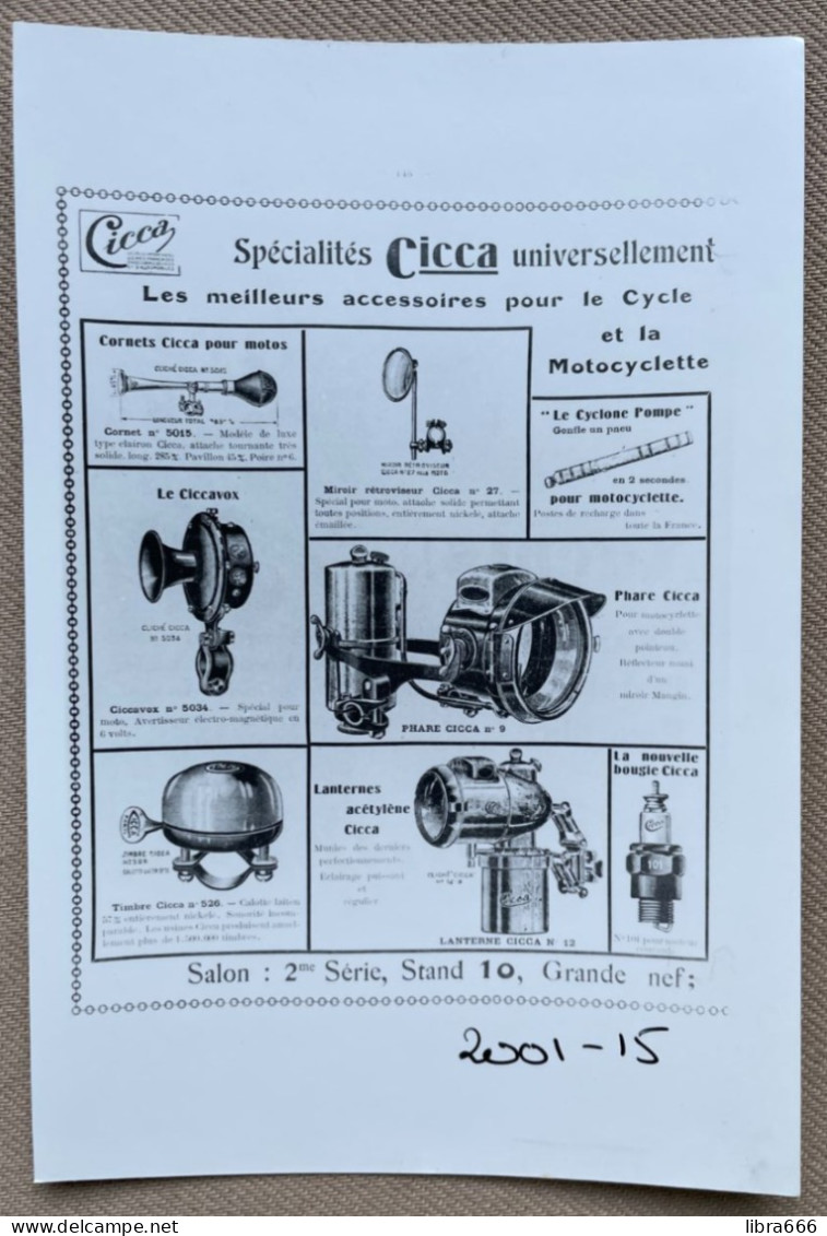 CICCA - Accessoires Cycles - 15x10 Cm (REPRO PHOTO! Zie Beschrijving, Voir Description, See Description)! - Wielrennen