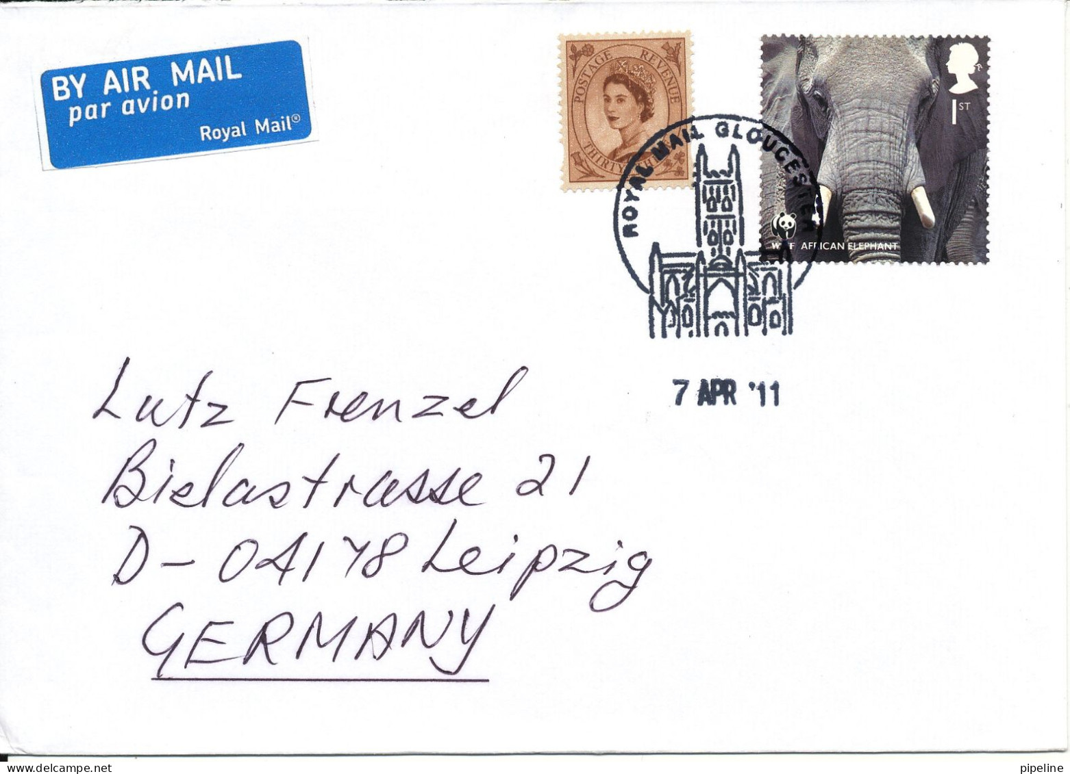 Great Britain Cover Sent To Germany 7-4-2011 Special Postmark And WWF Stamp With African Elephant - Brieven En Documenten