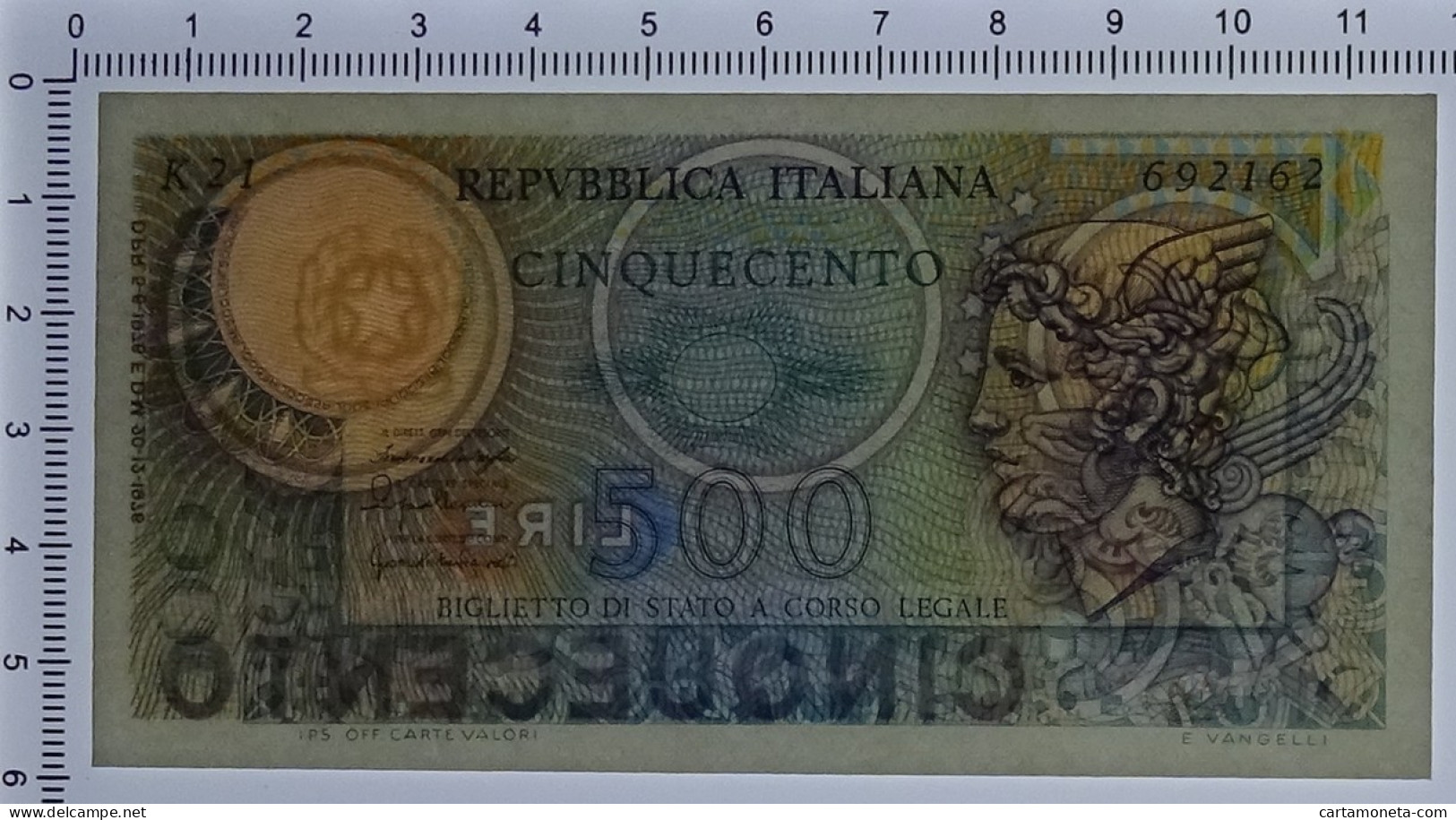 500 LIRE BIGLIETTO DI STATO MERCURIO 20/12/1976 FDS - Otros & Sin Clasificación