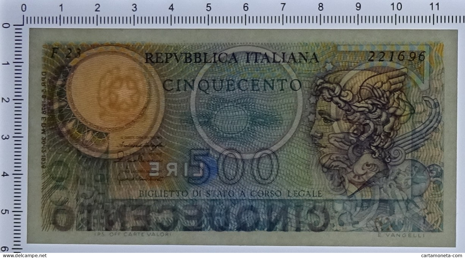 500 LIRE BIGLIETTO DI STATO MERCURIO 20/12/1976 FDS - Autres & Non Classés