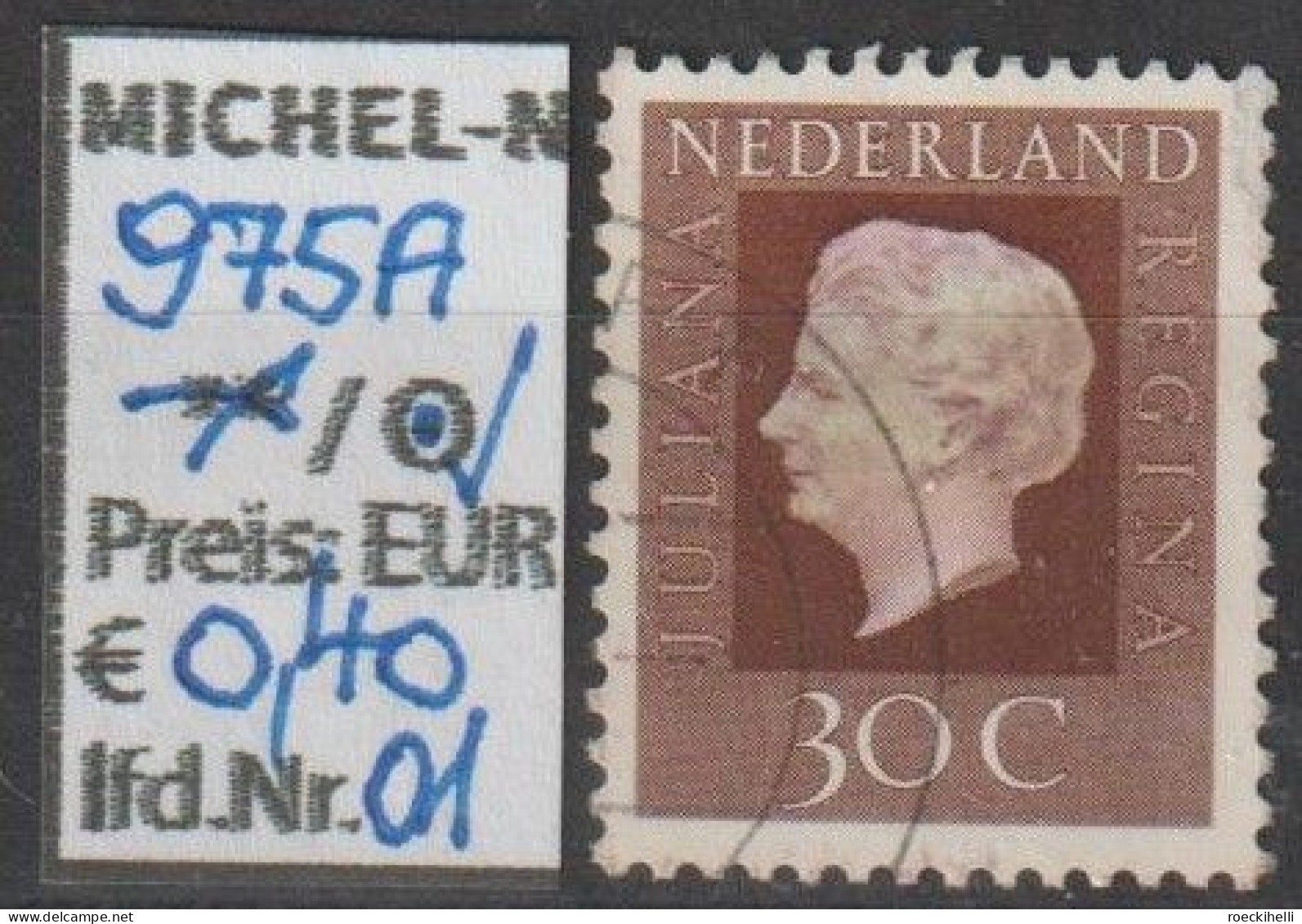 1972 - NIEDERLANDE - FM/DM "Königin Juliana" 30 C Dkl'rotbraun - O  Gestempelt - S. Scan (975o 01-10 Nl) - Gebraucht