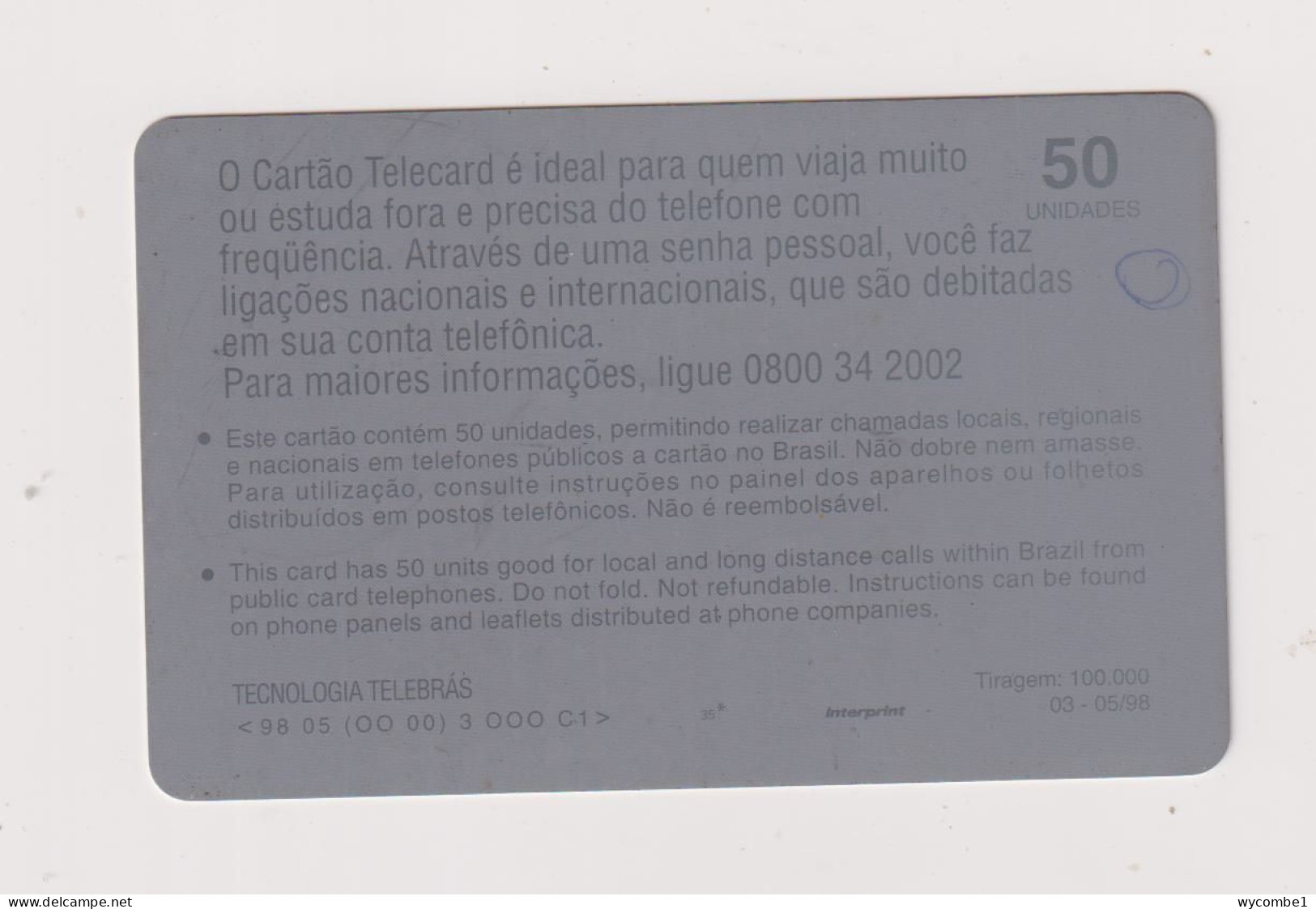 BRASIL -  Telecard Inductive  Phonecard - Brésil