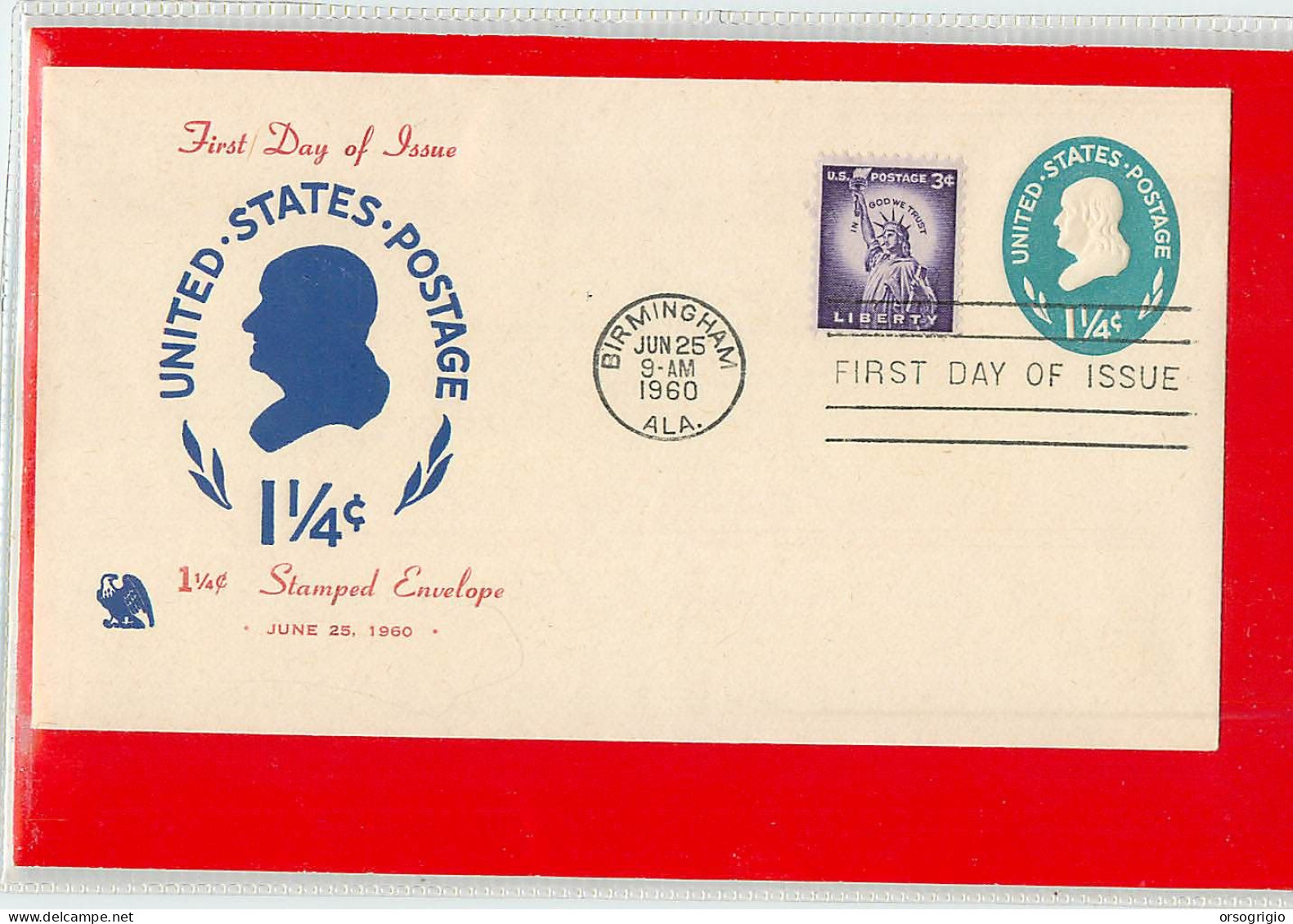 USA - EMBOSSED STAMPED ENVELOPE - FDC 1960  1,4c. - 1941-60