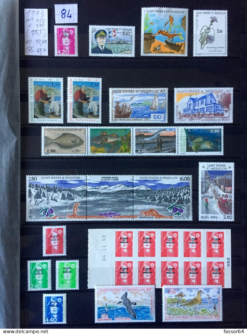 Saint Pierre Et Miquelon Lot 84 Neuf 1989/1996 Complet Valeur Faciale 98 Euros - Autres & Non Classés