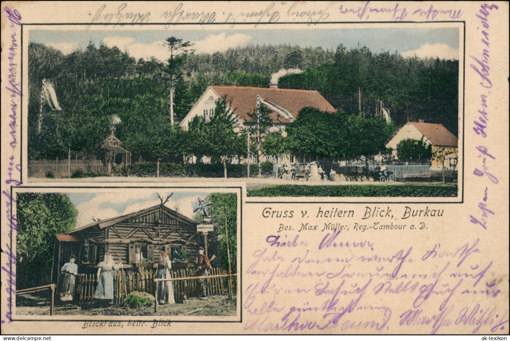 Ansichtskarte Burkau (Oberlausitz) Porchow Gasthaus V. Heiterem Blick 1901 - Burkau