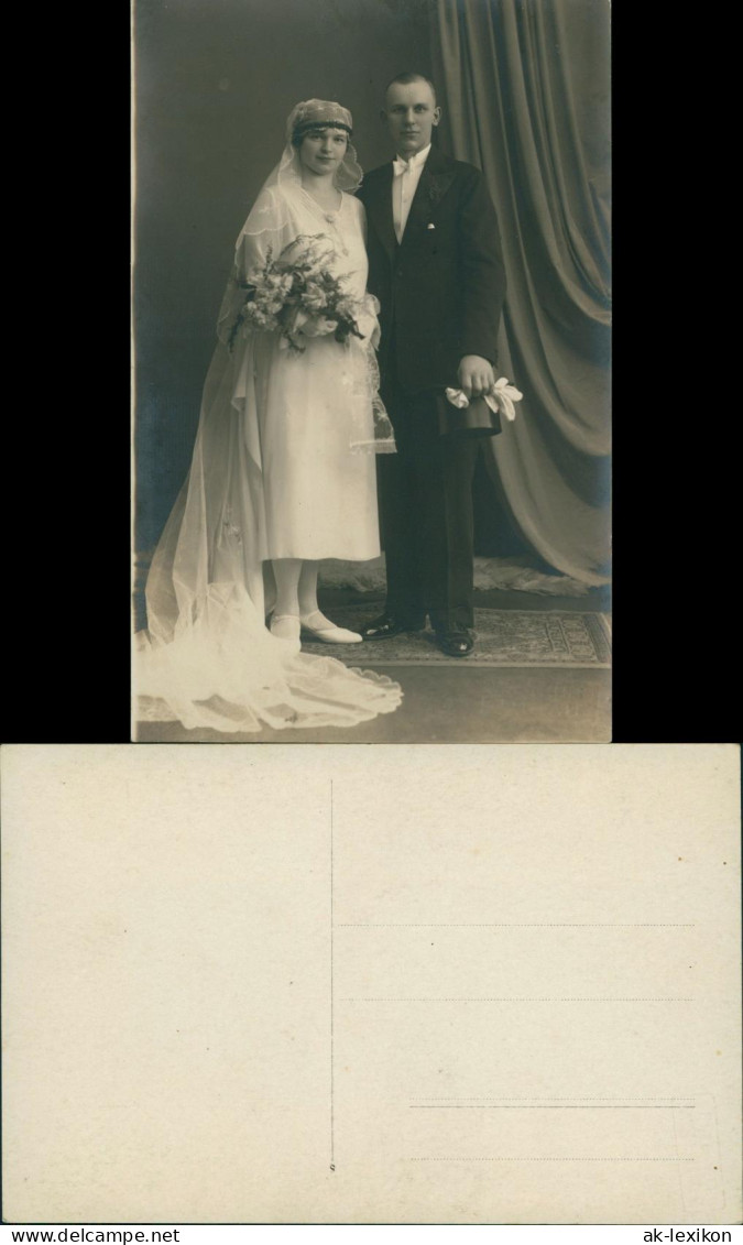 Hochzeit Paar Braut Kleid Mode Zeitgeschichte 1922 Privatfoto Foto - Huwelijken