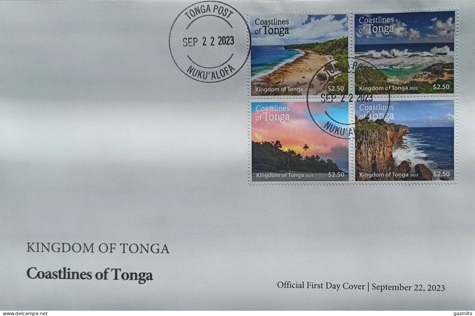 Tonga 2023, Coastlines, 4val In FDC - Natuur