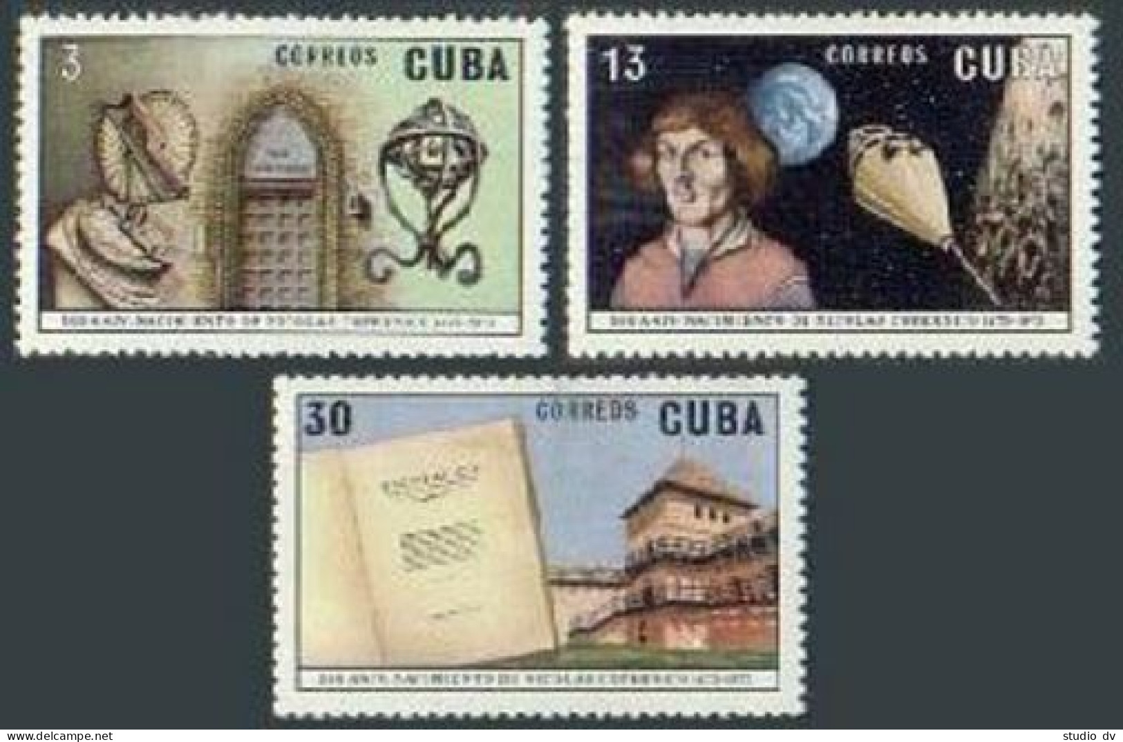 Cuba 1799-1801, 1802, MNH. Mi 1874-1876, Bl.41. Nicolaus Copernicus-500, 1973. - Ungebraucht